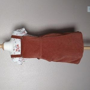 Wonder Nation | 2 piece set | Girls |Corduroy overall Dress with Short Sleeve